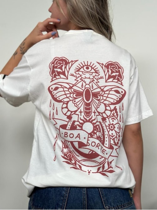 Camiseta Sorte - Off-White  - Frente e Verso
