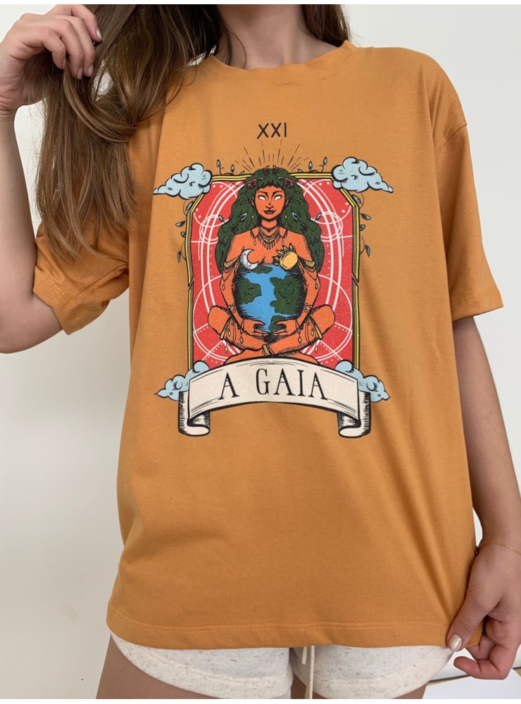 Camiseta Tarot - A Gaia - Caramelo — imagem 2