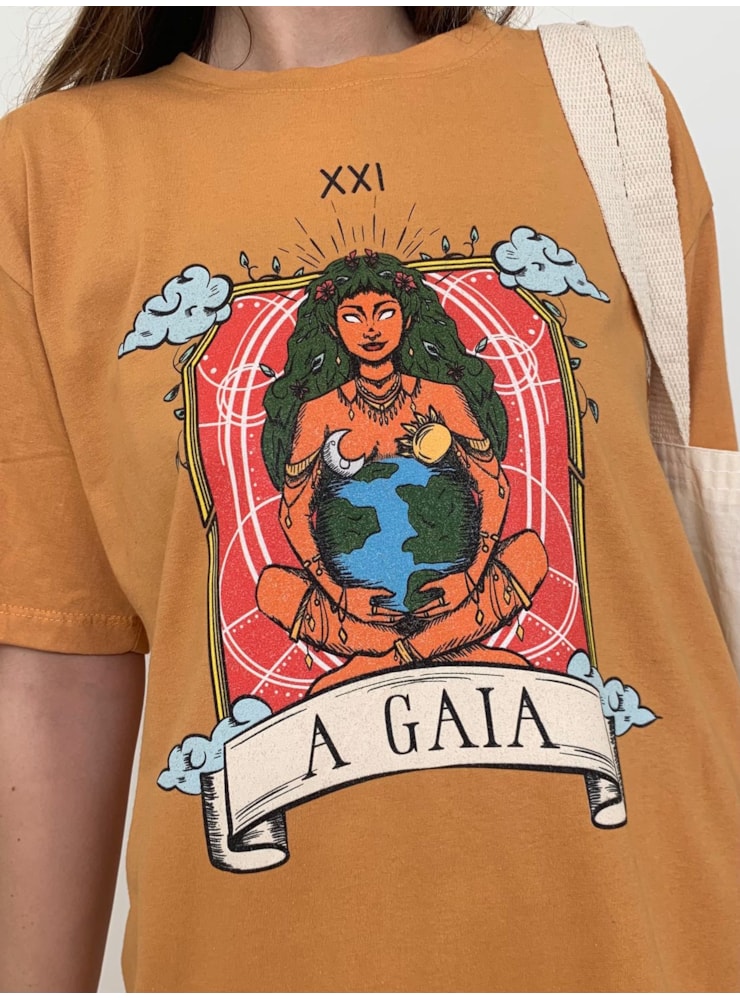 Camiseta Tarot - A Gaia - Caramelo — imagem 1