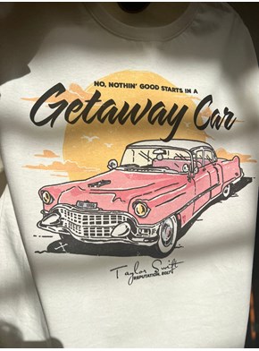 Camiseta Taylor Swift - Getaway Car - Off-White