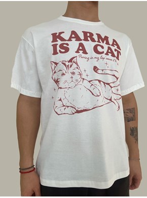 Camiseta Taylor Swift - Karma Is A Cat Vermelho - Off-White