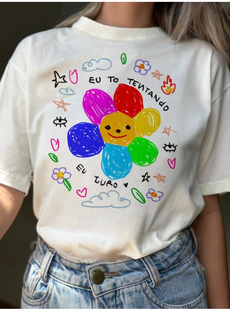Camiseta Tentando - Off-White — imagem 1