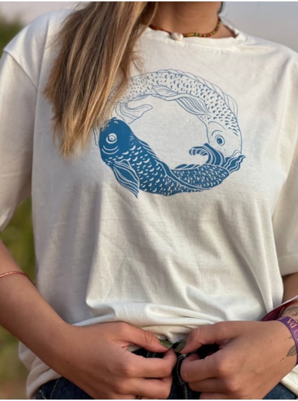 Camiseta Tesouro das Sereias - Off-White - Frente e Verso