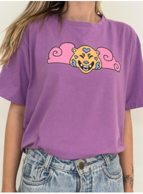 Camiseta Tigre - Lilás Lavanda - Frente e Verso
