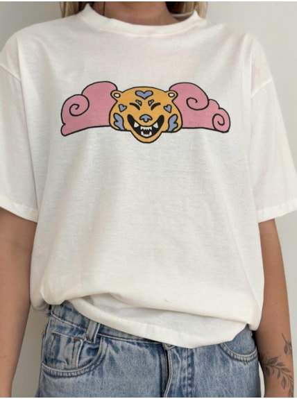Camiseta Tigre - Off-White - Frente e Verso