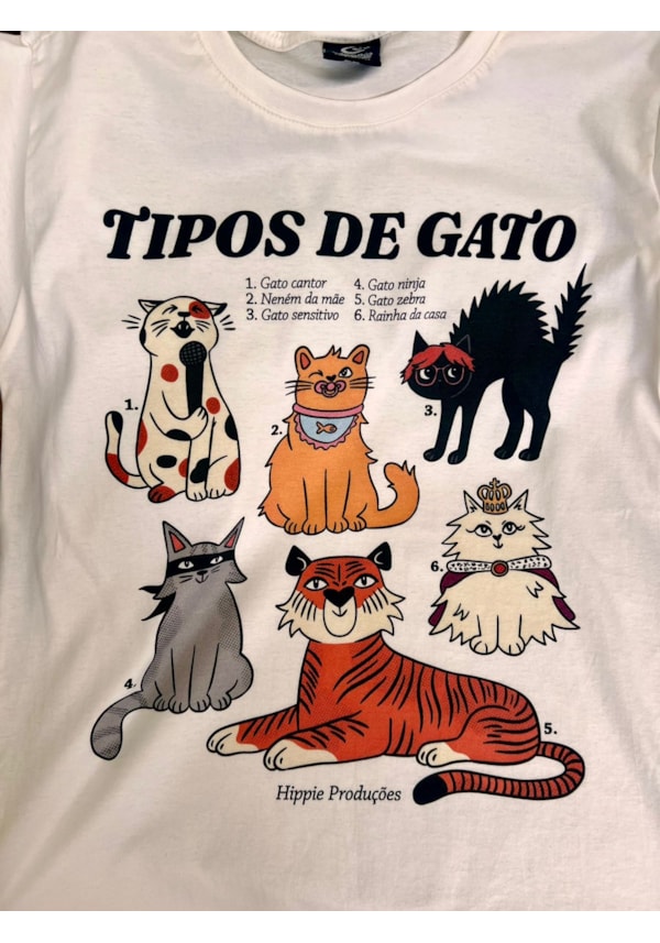 Camiseta Tipos de Gato - Off-White