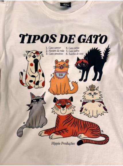 Camiseta Tipos de Gato - Off-White