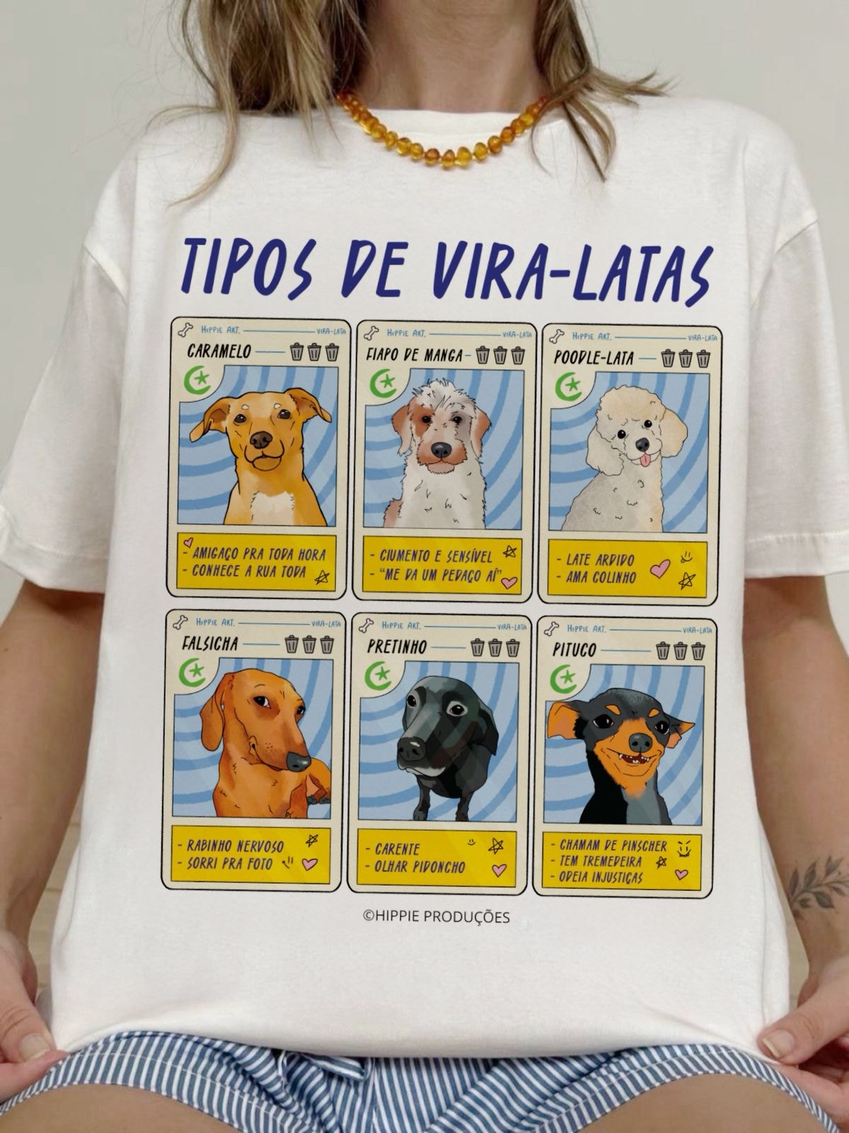 Camiseta Tipos de Vira-Latas - Off-White — imagem 1