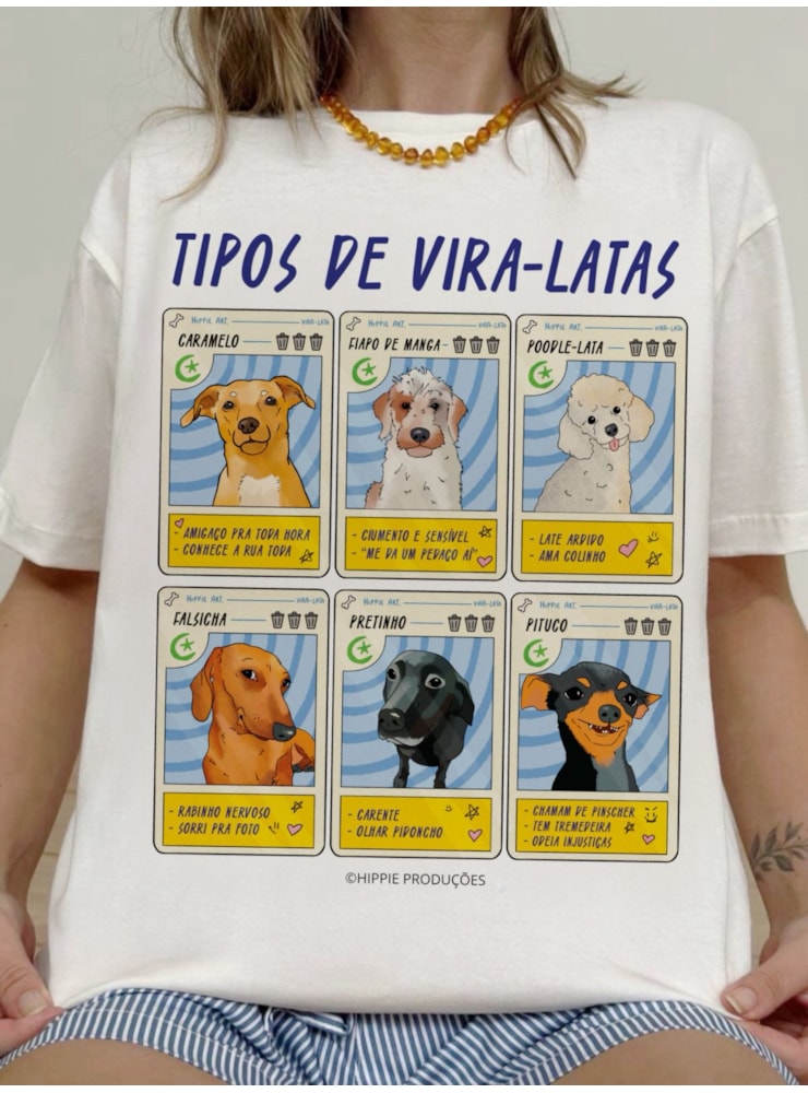 Camiseta Tipos de Vira-Latas - Off-White — imagem 1