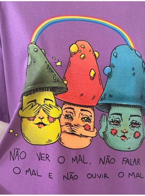 Camiseta Três Cogumelos Sábios - Lilás Lavanda