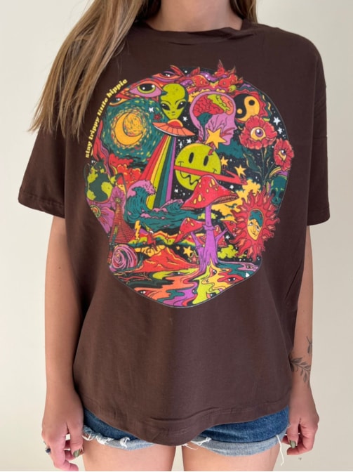 Camiseta Trip Hippie - Marrom