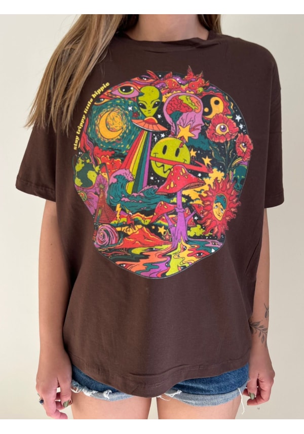 Camiseta Trip Hippie - Marrom