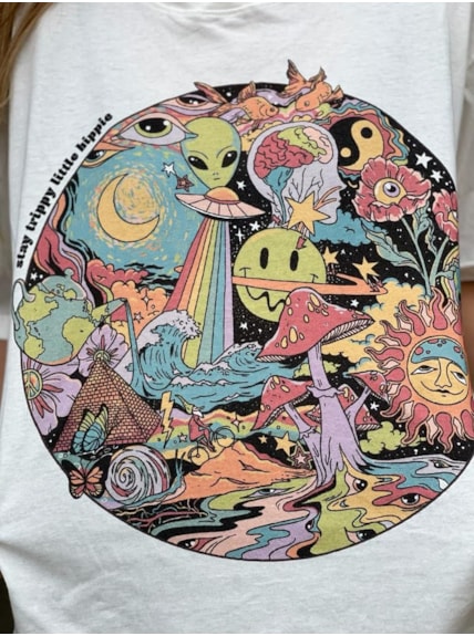 Camiseta Trip Hippie - Off-White