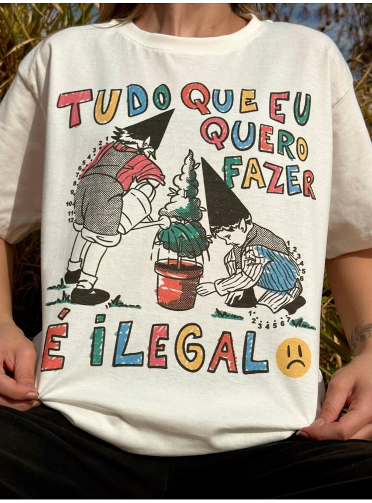 Camiseta Tudo que eu quero fazer é Ilegal - Off-White — imagem 1