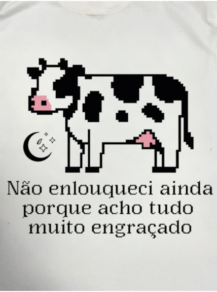 Camiseta Vaca Tudo Muito Engraçado - Off-White