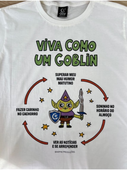 Camiseta Viva como um Goblin - Off-White