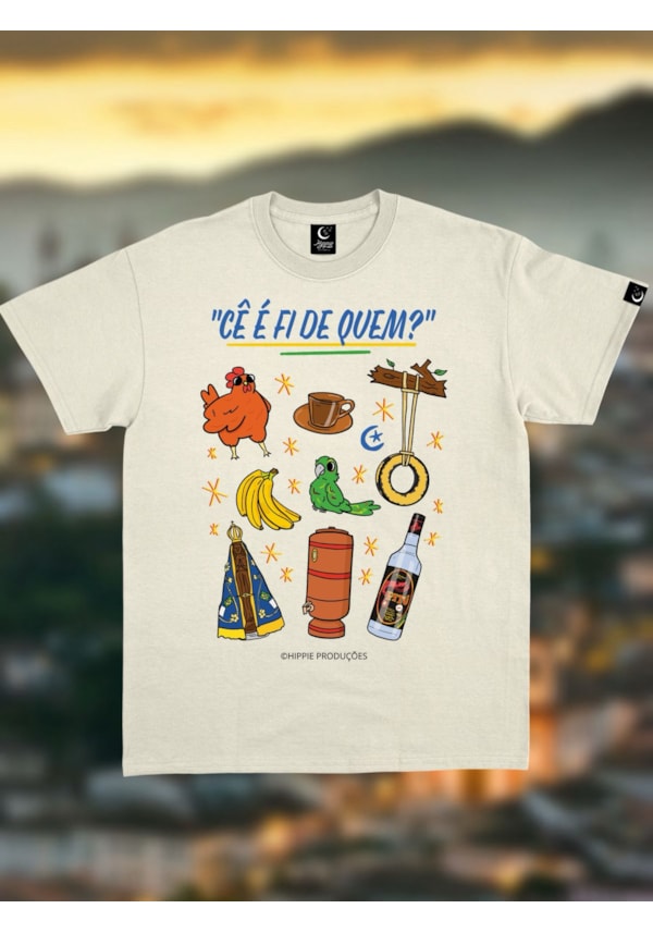 Camiseta - “Cê é fi de quem?” - Off-White