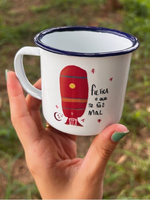 Caneca 250ml Filtra O Que Te Faz Mal - Branca