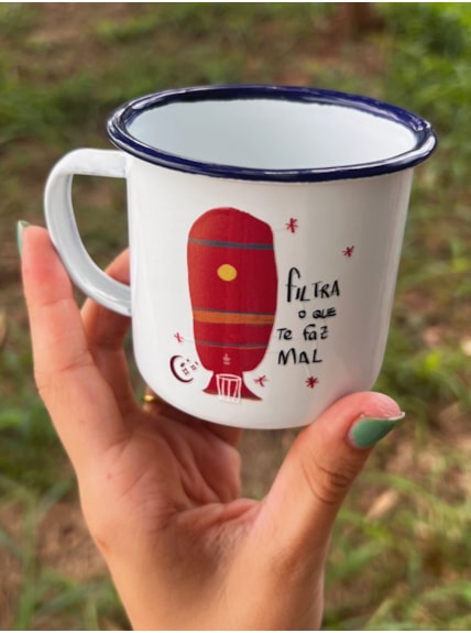 Caneca 250ml Filtra O Que Te Faz Mal - Branca