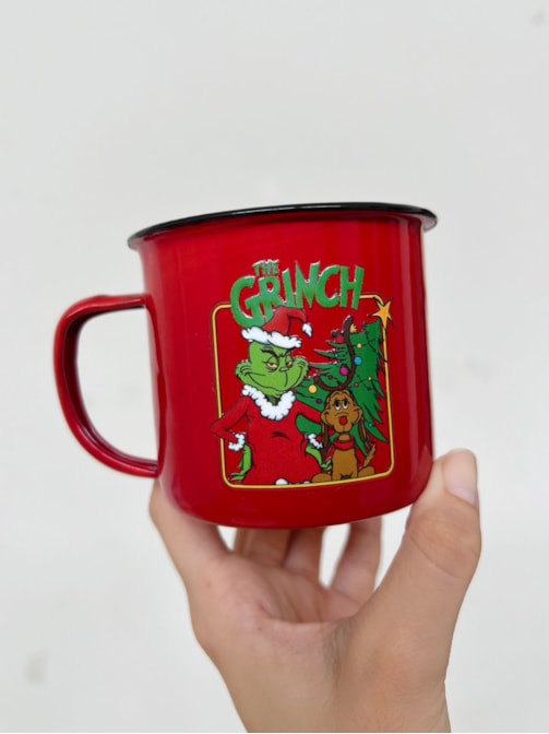 Caneca 350ml Grinch e Max - Vermelha
