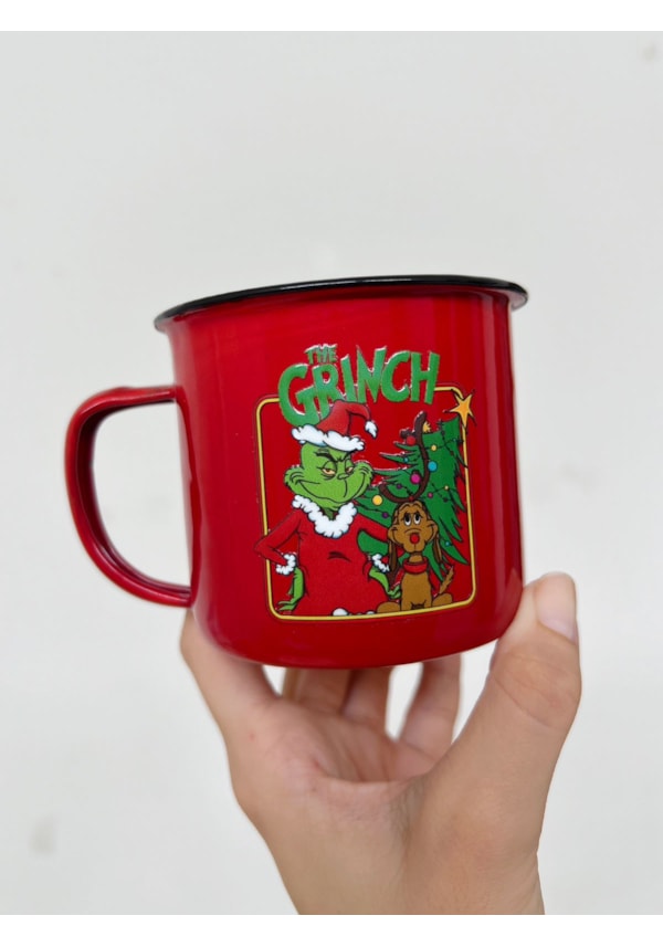 Caneca 350ml Grinch e Max - Vermelha