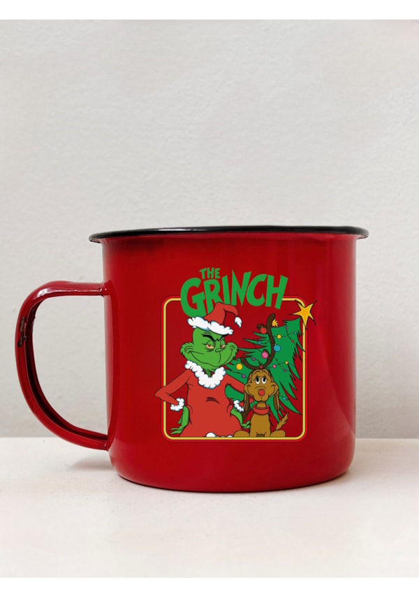 Caneca 350ml Grinch e Max - Vermelha