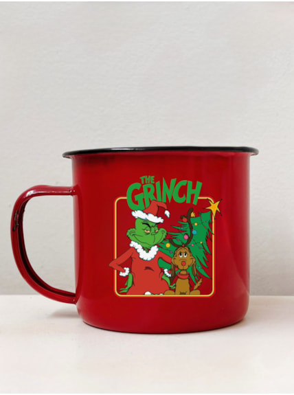 Caneca 350ml Grinch e Max - Vermelha