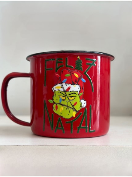 Caneca 350ml Grinch Feliz Natal - Vermelha