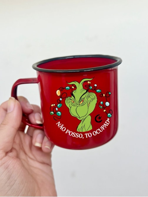 Caneca 350ml Grinch Ocupado - Vermelha