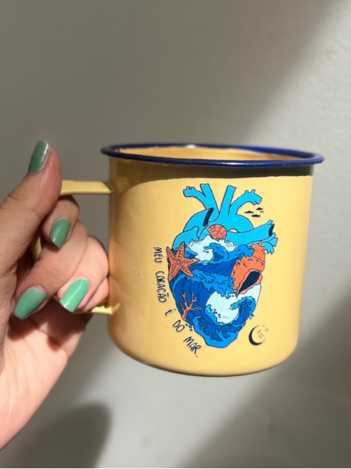 Caneca 450ml Coração do Mar - Amarela