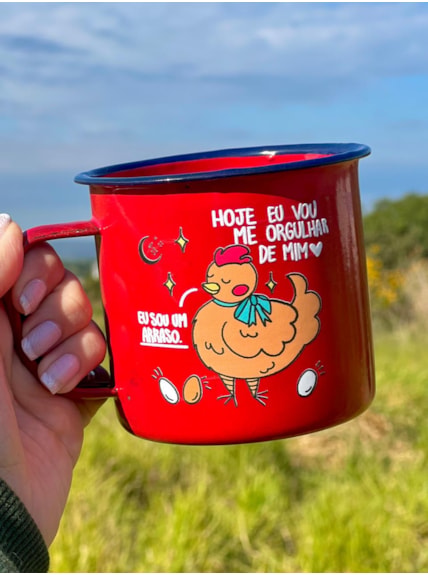 Caneca 450ml Galinha Orgulhosa - Vermelha