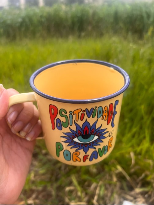 Caneca 450ml Positividade Por Favor - Amarela
