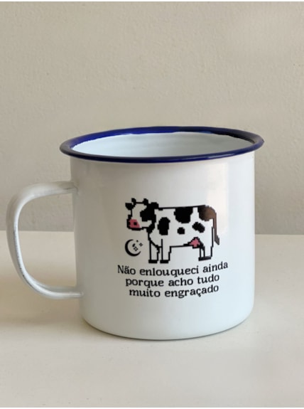Caneca 450ml - Vaca Tudo Muito Engraçado - Branca