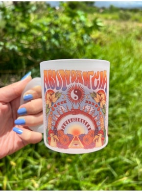 Caneca Abundância - Vidro Jateado