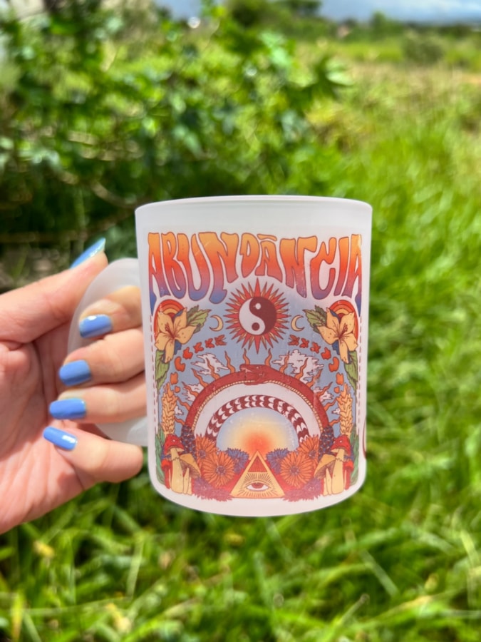 Caneca Abundância - Vidro Jateado — imagem 2