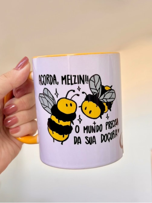 Caneca Acorda Melzin - Alça Amarela