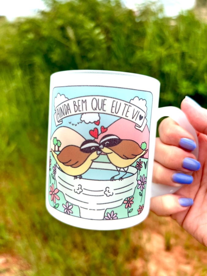 Caneca Ainda Bem Que Te Vi - Vidro Jateado — imagem 1