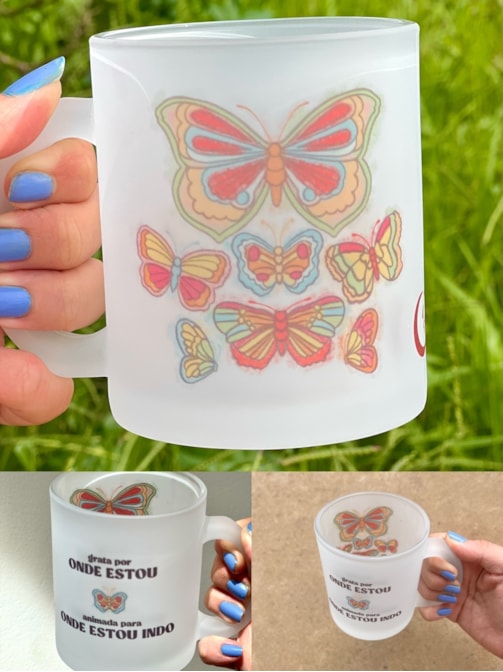 Caneca Alma de Borboleta - Vidro Jateado