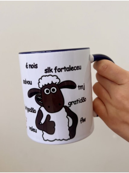 Caneca Carneiro Agradecimentos - Alça Azul Escura