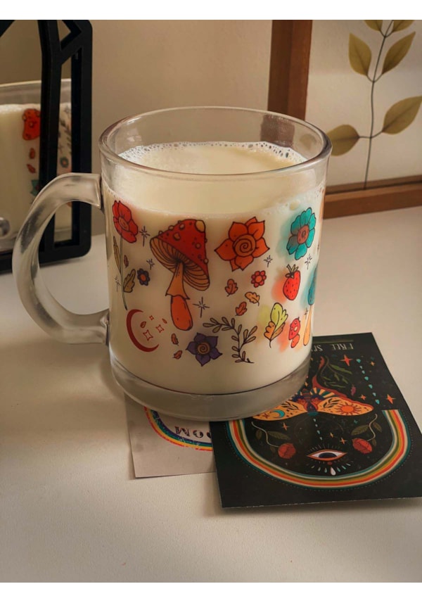 Caneca Cogumelos de Vidro