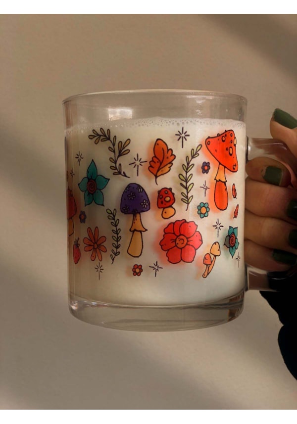 Caneca Cogumelos de Vidro