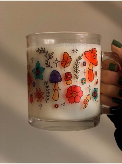 Caneca Cogumelos de Vidro