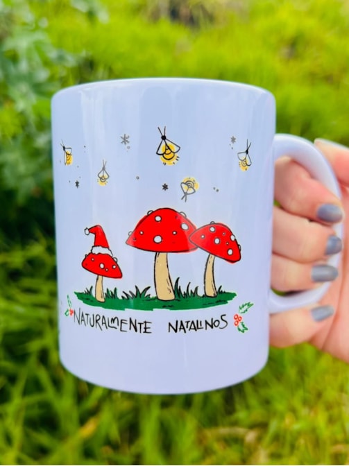 Caneca Cogumelos Natalinos