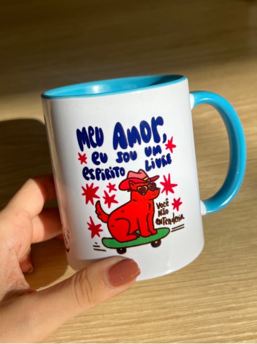 Caneca Espírito Livre - Alça Azul