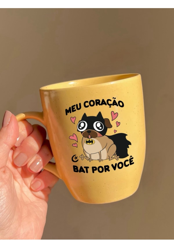 Caneca Estrelada Amarela - Bat por você - 330ml