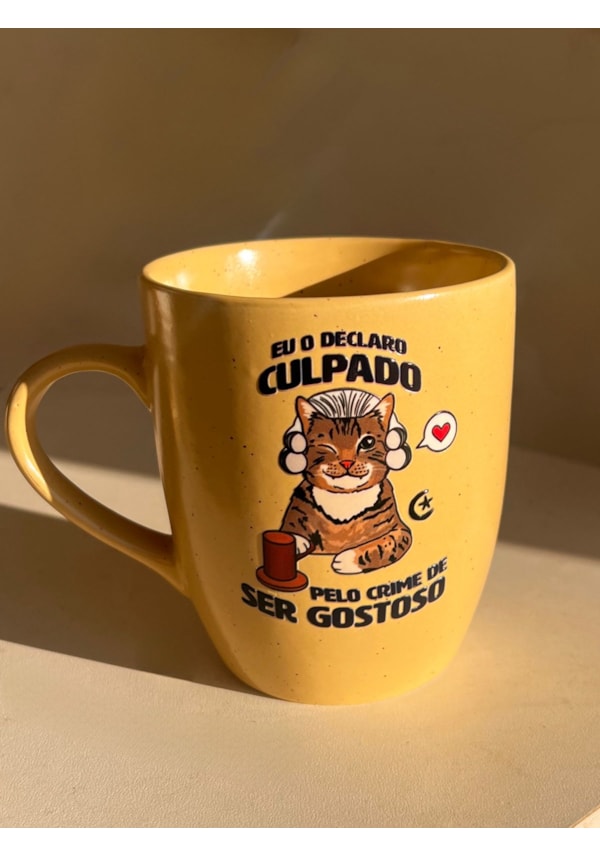 Caneca Estrelada Amarela - Gato culpado - 330ml