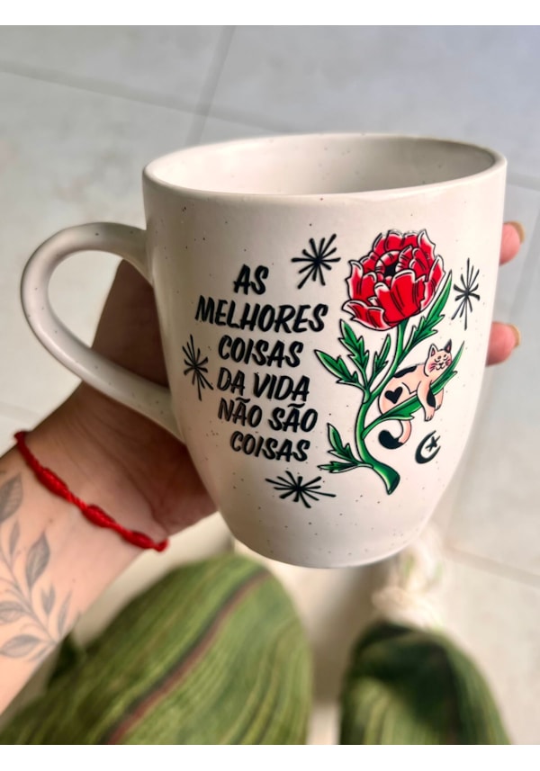 Caneca Estrelada Branca - As Melhores Coisas - 330ml