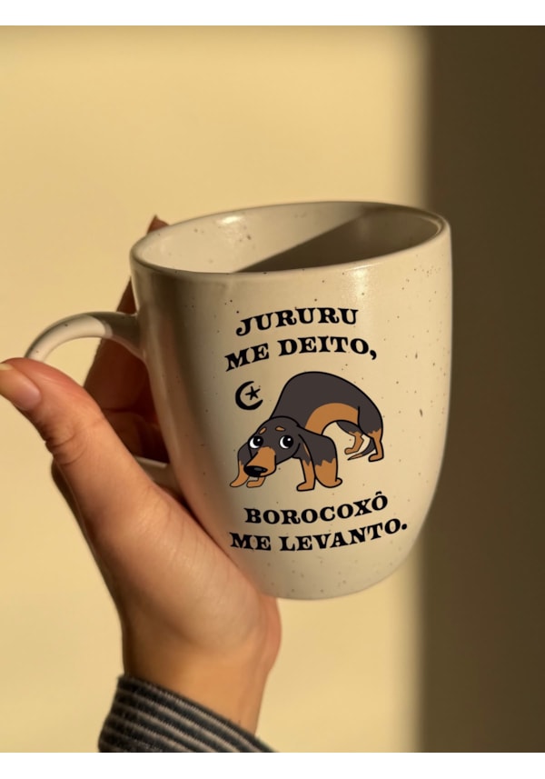 Caneca Estrelada Branca - Jururu me deito - 330ml