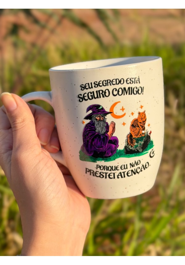 Caneca Estrelada Branca - Mago Segredo Seguro - 330ml