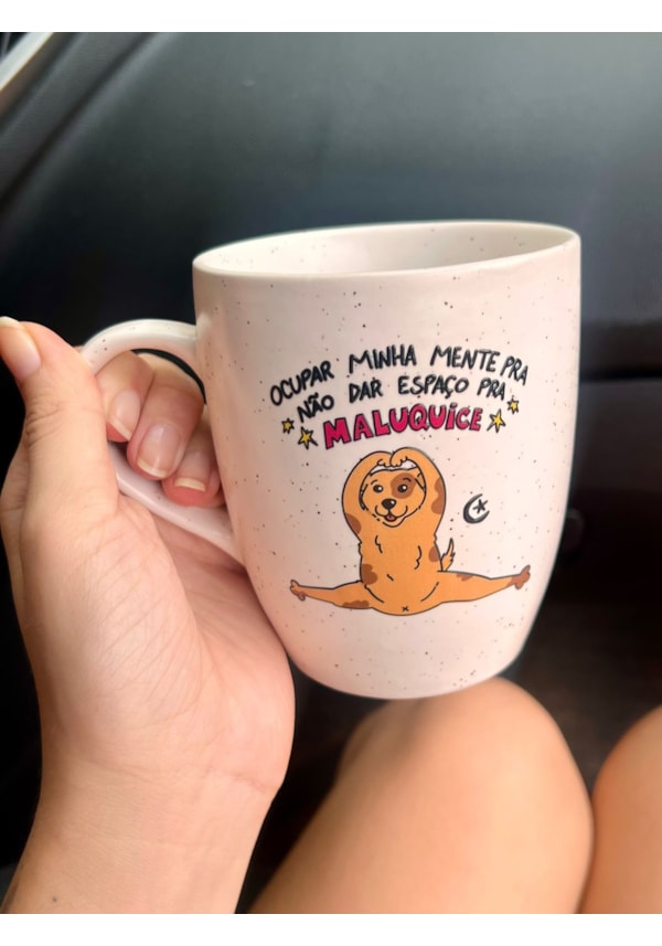 Caneca Estrelada Branca - Ocupar minha Mente - 330ml